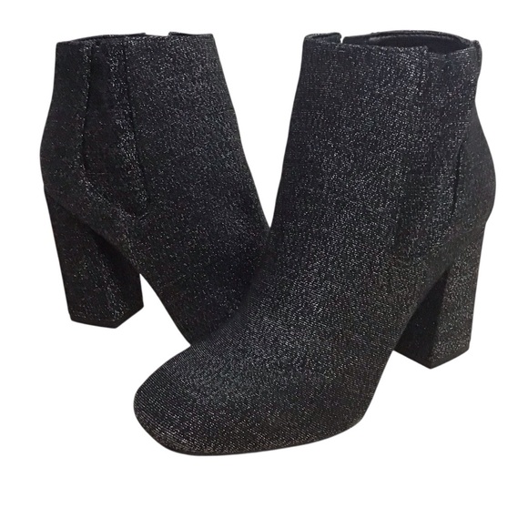Marc Fisher Gemi Silver Black Block Heel Bootie - Picture 1 of 10